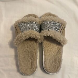 Golden Goose Poolstar shearling with silver glitter, size 38 or US 8
